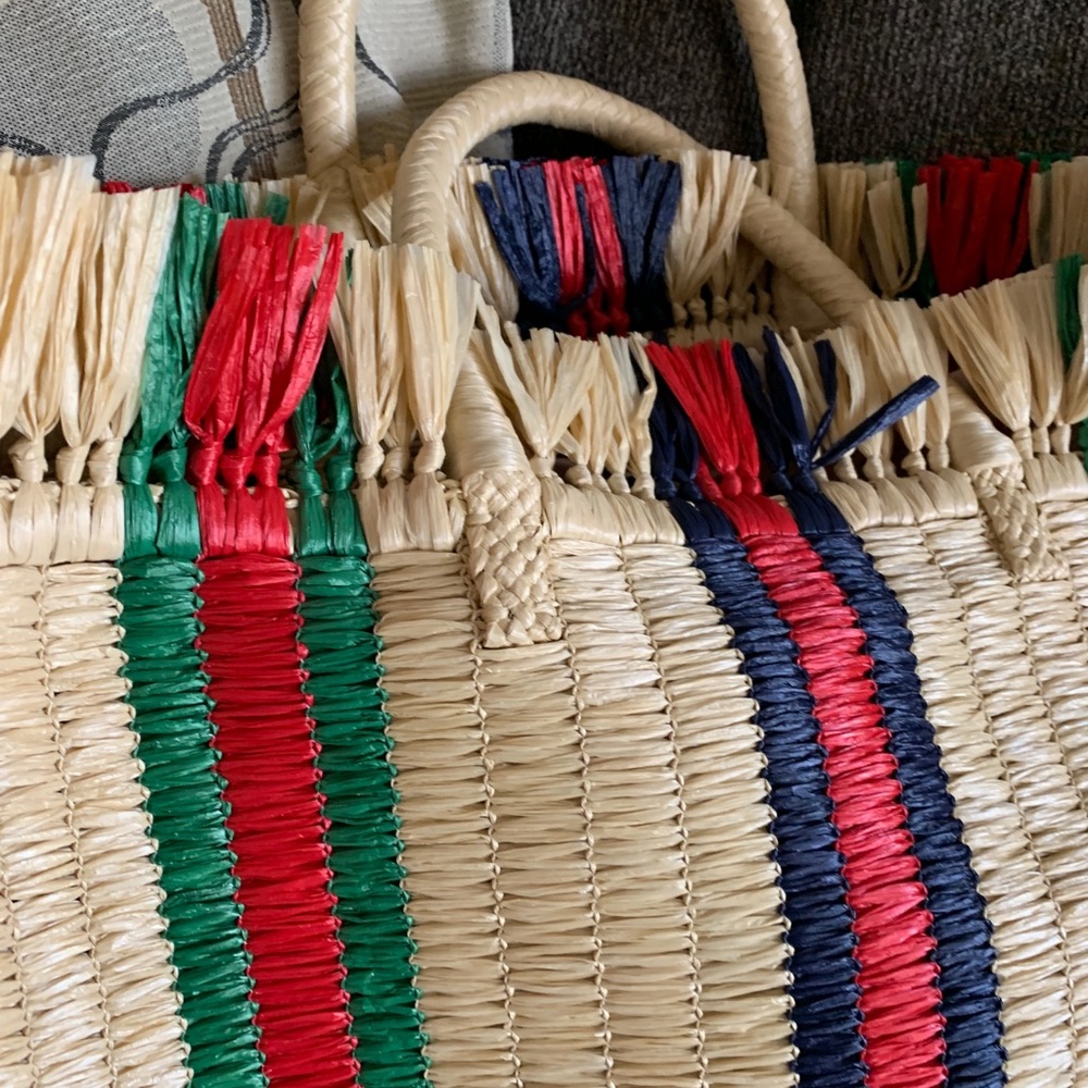 SOLD⛔️Authentic GUCCI STRAW LOGO LATGE TOTE/ REMOVABLE DRAWSTRING LARGE POUCH - Picture 7 of 16